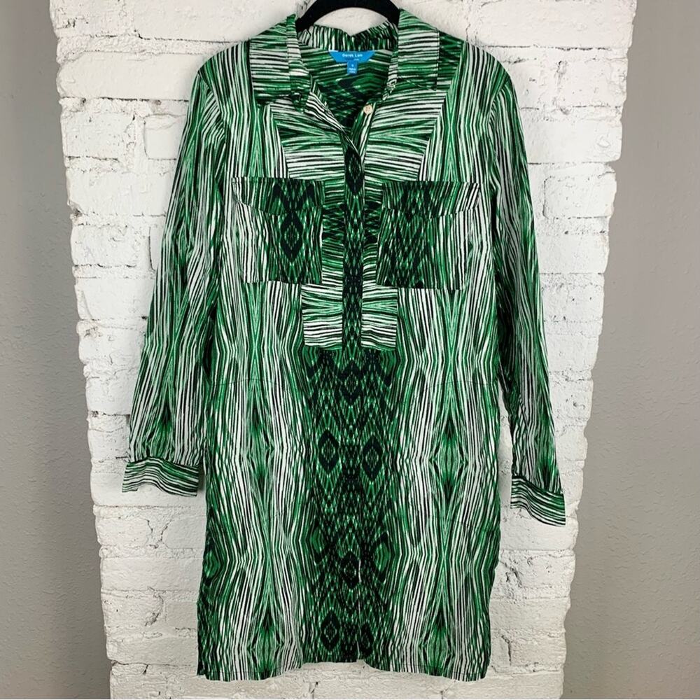 Derek Lam Woodgrain Green Tropical Dress Small